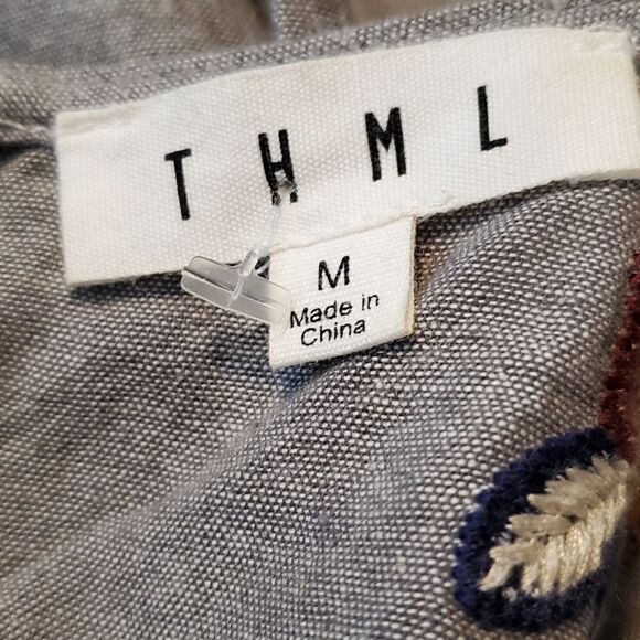 THML Anthropologie Gray Embroidery Blouse with Bell Sleeves - Picture 5 of 6